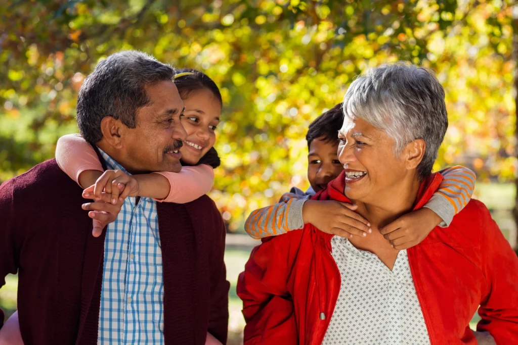 Grandparents with their grandchildren.